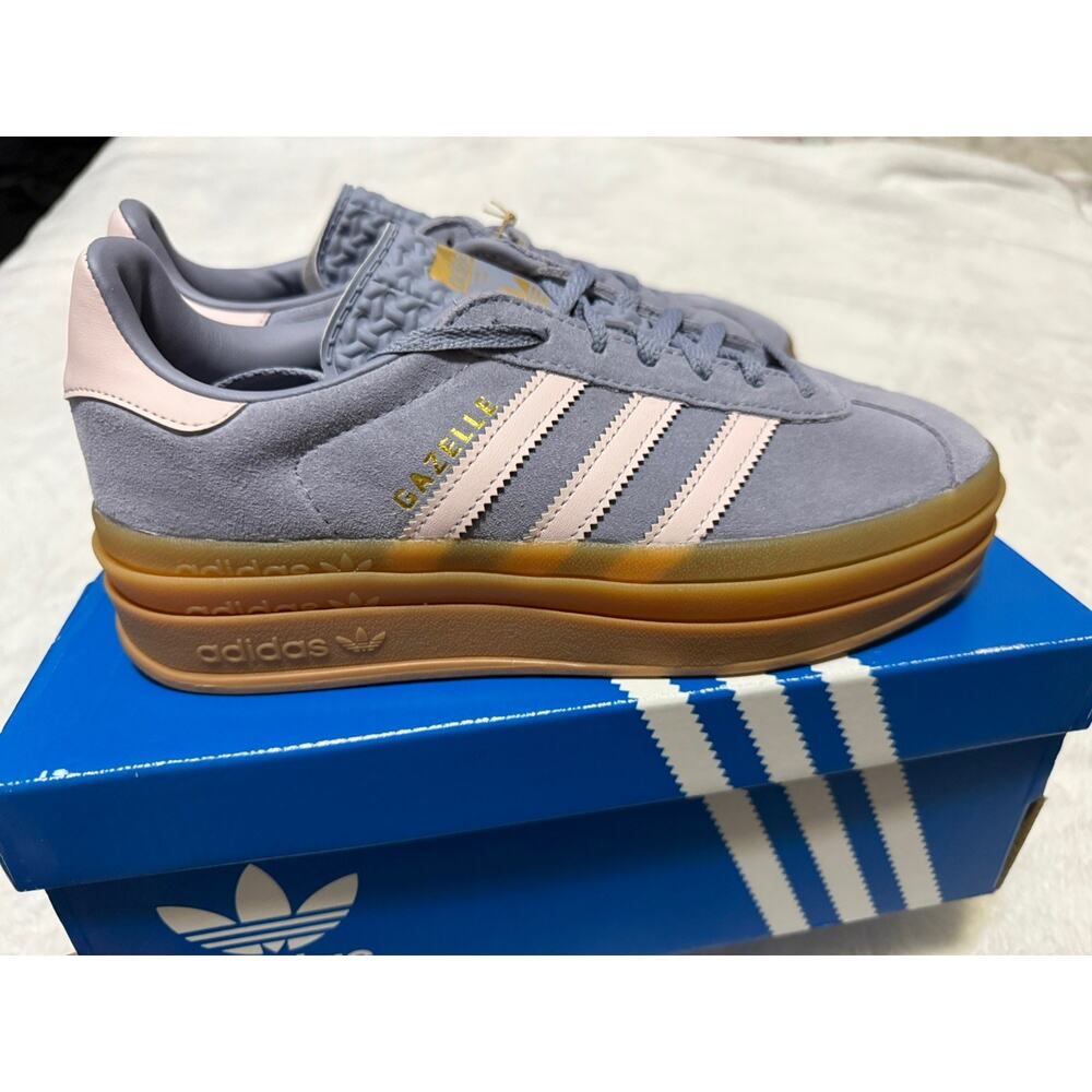 Adidas Gazelle Bold J Sneakers Sz 6.5 Youth Silver Violet Pink Gum Sole